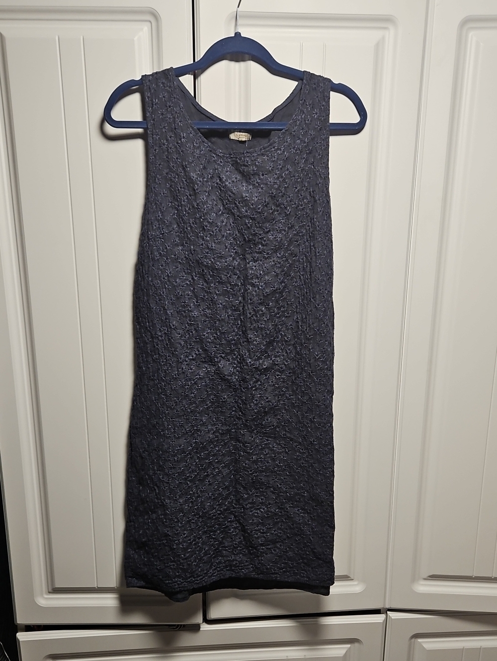 Lina Tomei Sleeveless Navy Textured Shift Dress